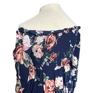 Xhilaration Navy Floral Smocked dress